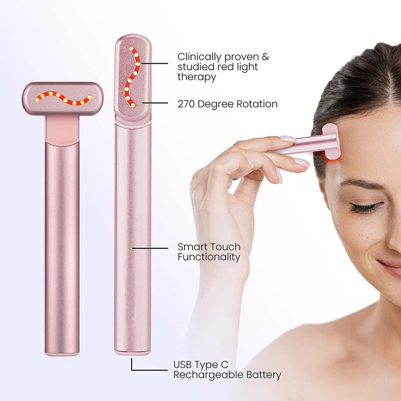 EMS Microcurrent Face Lifting Device – Red Light Facial Wand