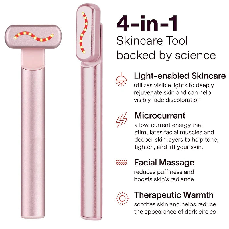 EMS Microcurrent Face Lifting Device – Red Light Facial Wand