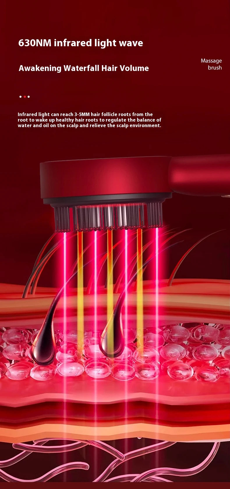 Red Light Scalp Massage Comb – Hair Growth & Oil Applicator