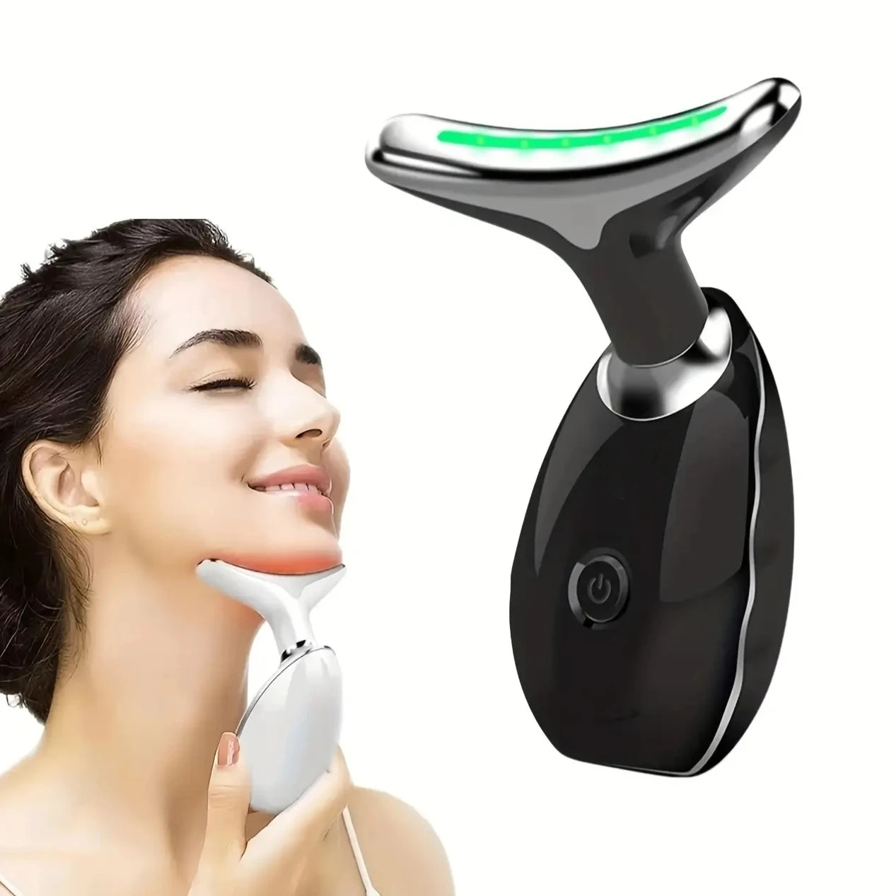 7 LED Color Vibrating Neck & Face Massager – Rechargeable Beauty Device