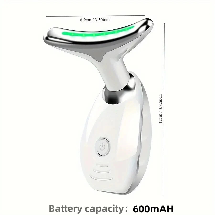 7 LED Color Vibrating Neck & Face Massager – Rechargeable Beauty Device