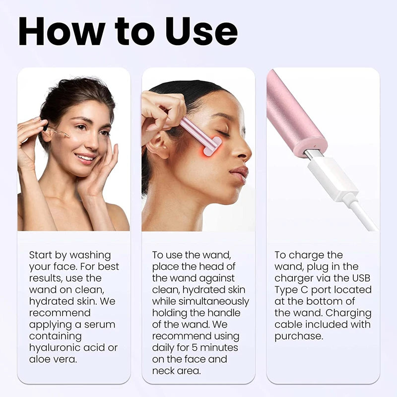 EMS Microcurrent Face Lifting Device – Red Light Facial Wand